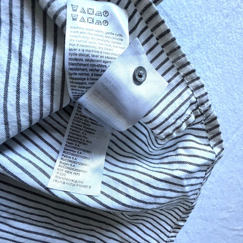 Calvin Klein Jeans Cold Shoulder Top Womens L Blue White Striped Long Sleeve - Picture 7 of 9